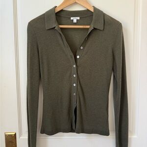 pistola Olive Ribbed Button-Down Polo Shirt